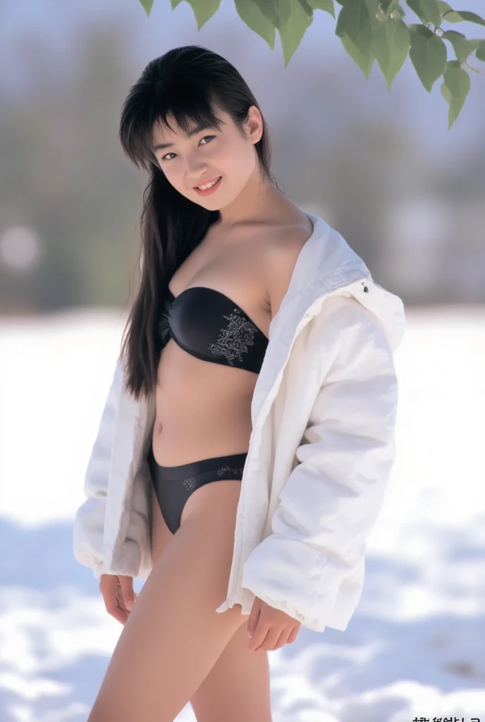 Nepali girl, butt, cotton fur thong, snowfall in Canada