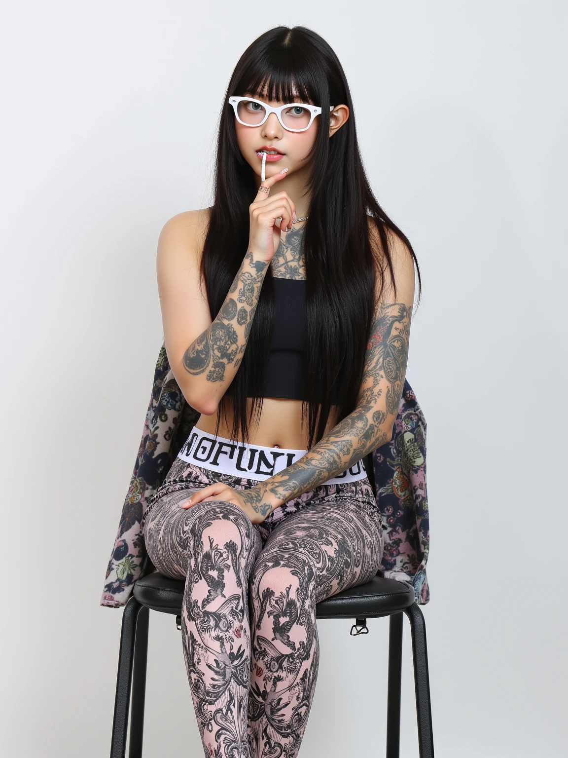 ((Benevolent athletic ((Indonesian)) (pastel goth) clown)) with (curly multi-colored hair) sitting on park bench while making balloon animal, wearing loose fitting clown attire, wearing smartwatch, plump thighs, high quality photo, sitting in the middle of (dense cannabis sativa shrub Park showing dinosaur playground in background),