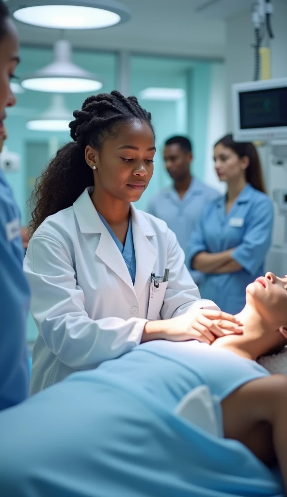 4k, ultra realistic, realistic, textured skin, woman, rated pg, doctor, dead body