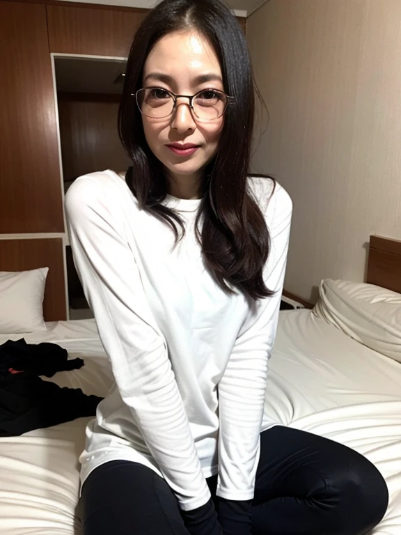((Best Quality, 8k, Masterpiece: 1.3)), Photorealistic, Sharp Focus, High Quality, High Definition, ((look down)), Portrait, Solo, Japanese Milf, Beauty, glasses, ((Open legs Wide)), 40 years old, Plump, Wavy hair, Wetty White Shirt, Wrinkles at the corners of the eyes, Toilet, Plumbing, Tile, (open mouth:1.1),