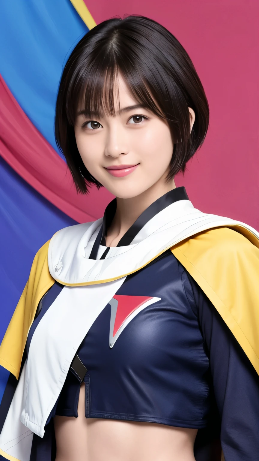349 (20 year old woman and 20 year old man),( short hair), ( HD), (smile), (Gatchaman's combat uniform), ( abs) , (Cape)