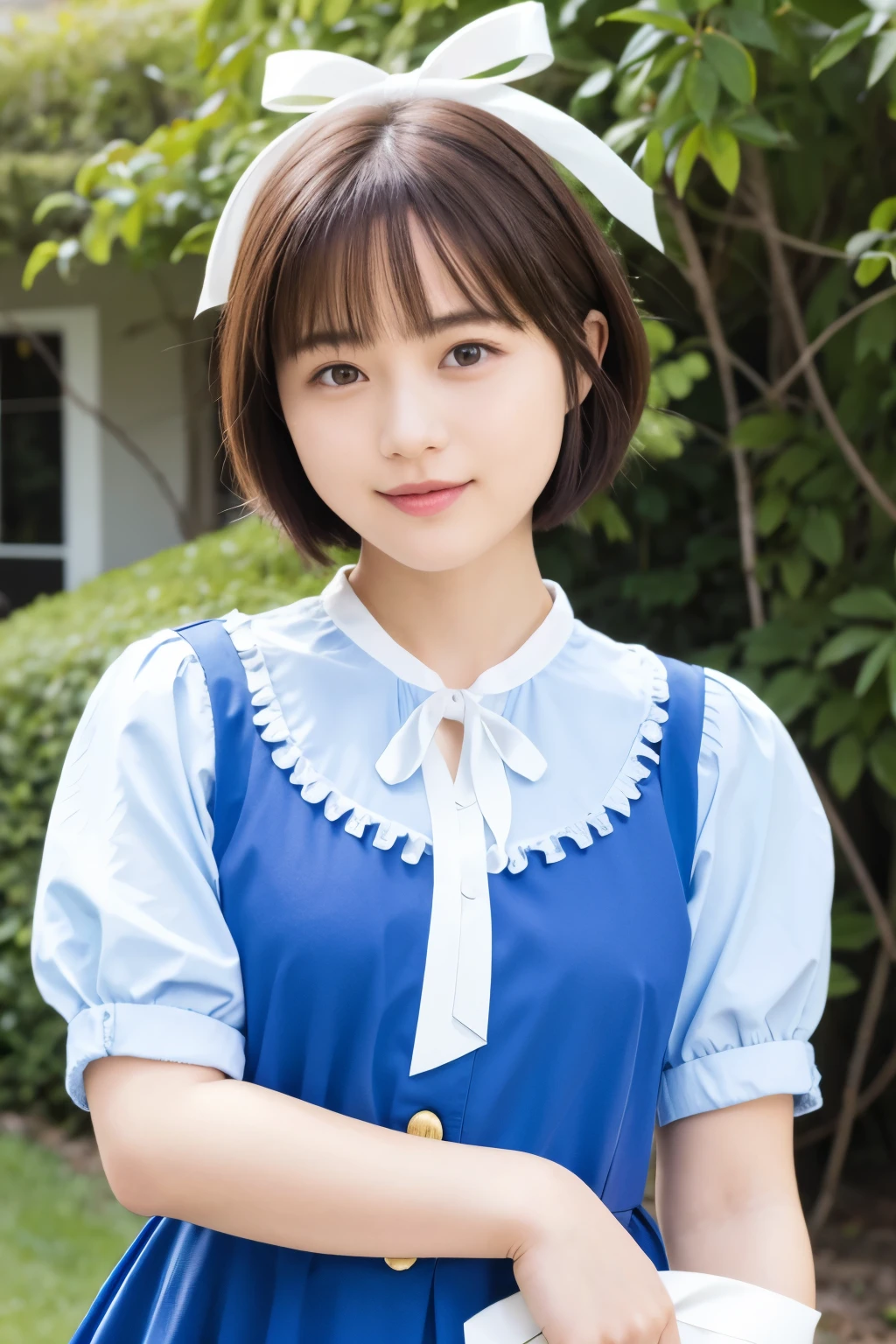 188 ( Alice in Wonderland), (I'm wearing a big ribbon,,),  short hair,  young woman,  Gentle Smile 
