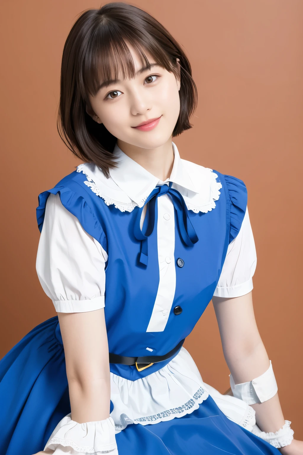 188 ( Alice in Wonderland), (I'm wearing a big ribbon,,),  short hair,  young woman,  Gentle Smile 