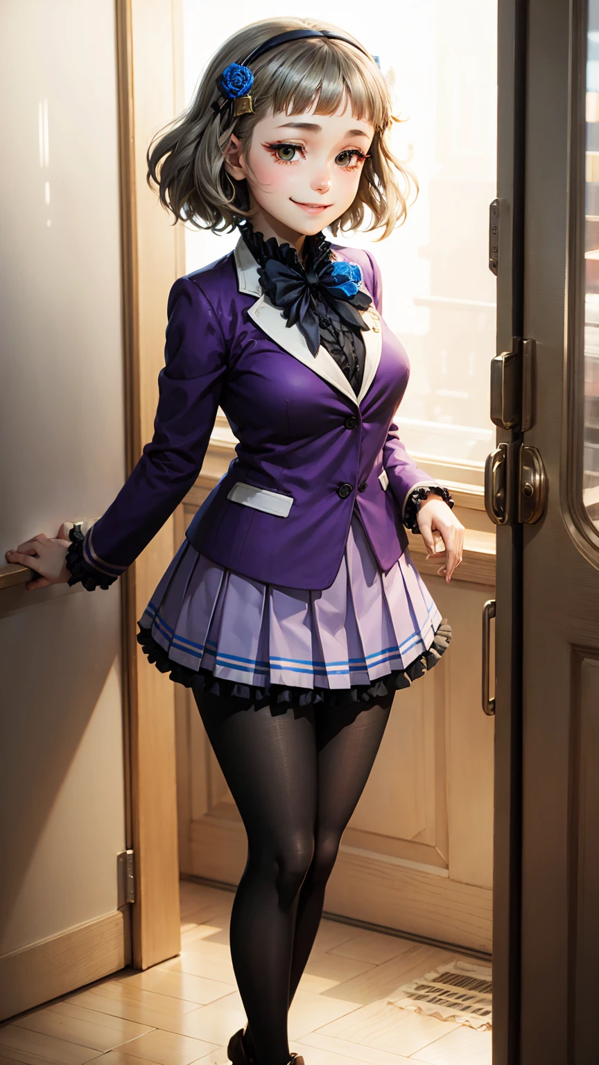 Cool Bunny Girl、whole body、good style、、、、Glowing shiny blue bunny suit、Bunny ears、、track jacket、Fishnet tights、long black hair