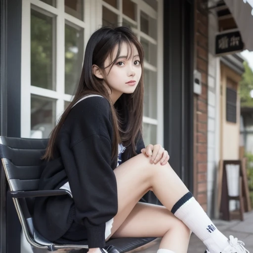 Lovely and cute, cute kawaii girl, Pretty sexy star kill sitting full body small elementary school 1st grader