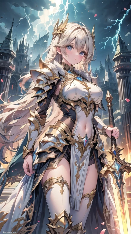 ((Highest quality)),(Ultra-high resolution),(Ultra-detailed new),(Detailed Description),((The best CG)),(masterpiece),Highly detailed art,A wonderful new art form,(Art with precise details:1.5), (woman:1.4),(Intricate and detailed:1.7),(Beautiful and well-proportioned face:1.6),(Straight face:1.4),(Pole Stand:1.9),(Lustrous fur:1.4),(Raise the Lance:1.5),(Dynamic Pose:1.5), (Dust rising:1.7), (The wind blowing through:1.5), (Flying Light:1.6), Fantasy:1.6,