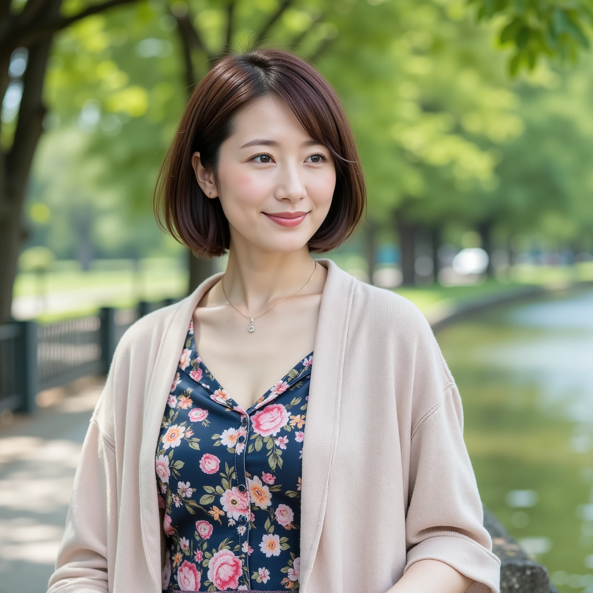 『 1 Japanese girl:1.3』『 real photos:1.3』 best quality :1.2、(( big breasts))、 showing slight cleavage 、(( young woman))、(( have red cheeks ))『 smiling showing teeth :1.9』、((( anatomically correct、 Complete anatomy、 anatomically correct指)))、 realistic, best quality , super high resolution, RAW photo, (Curvy body)、
(40 year old female,I' riverside promenade ), ( super realistic), ( HD), (( beautiful hairstyles 46)), (( short hair:1.46)), ( Gentle Smile ), (Brest:1.46), (lipstick), ( wearing glasses ), (Countryside riverside 、 trees also grow), (Floral clothes), ( wearing a hoodie)