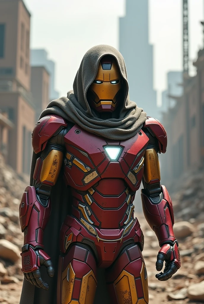 Iron man with a durag from an old post apocalyptic video game
