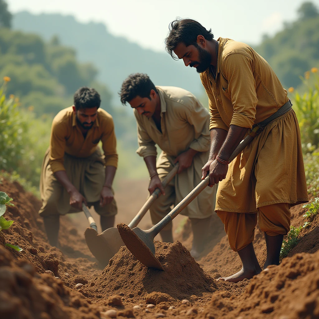 Mgnrega workers working during rainfall