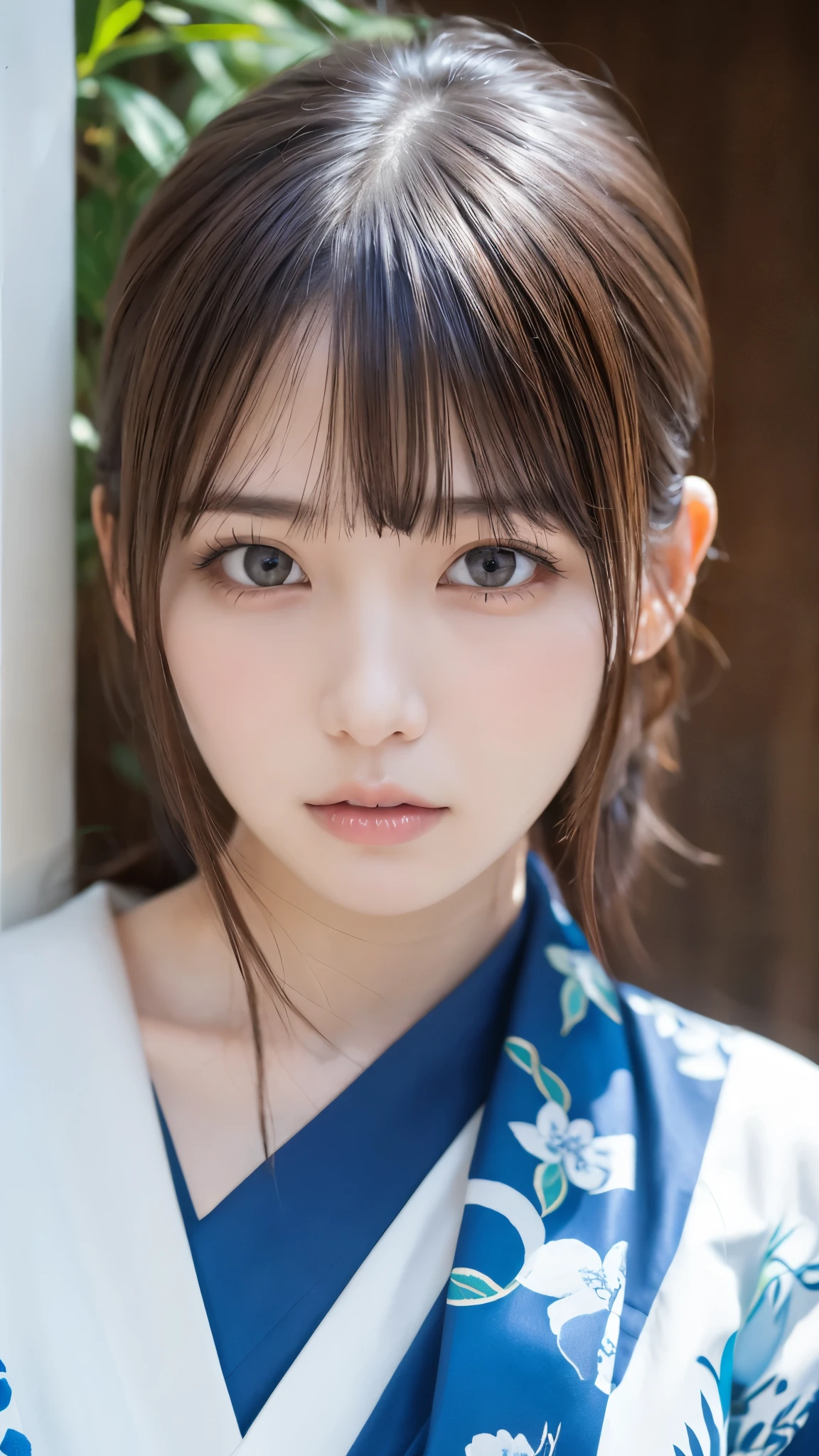 shiny blue kimono、blue furunose、