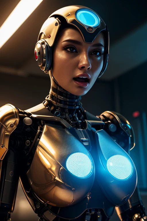 (((Ultra-HD-quality-details, real-photo-realistic, black-skin girl)))(masterpiece, best quality, highres:1.2), (photorealistic:1.2), (film grain:1.3), (morbid light:1.2), (dynamic angle), raw photo, cybernetic, high detailed cybernetic parts, hi-tech, shiny white armor, reflections, neon light, glowing joints, high detailed cybernetic joints parts, accurate detailed gears, detailed ciruits, fake animal ears, outdoors, professional photograph, award winning photography, (ultra-detailed body), (far away background), (sharp focus), exposure blend, bokeh, dim light, (hdr:1.4), high contrast, (muted colors, dim colors, soothing tones:1.3), (extremely intricate:1.3), low saturation, morbid