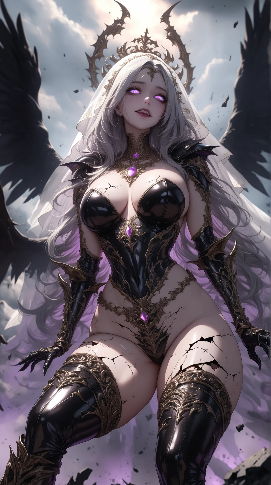 ((highest quality)), ((masterpiece)), (be familiar with), charming succubus, mysterious beauty, perched above the clouds, (fantasy illustration:1.3), captivating gaze, seductive pose, delicate wings, Otherworldly charm, mysterious sky, (Luis Royo:1.2), (Yoshitaka Amano:1.1), Moonlight night, soft colors, (be familiar with cloudscape:1.3), (High resolution:1.2)
