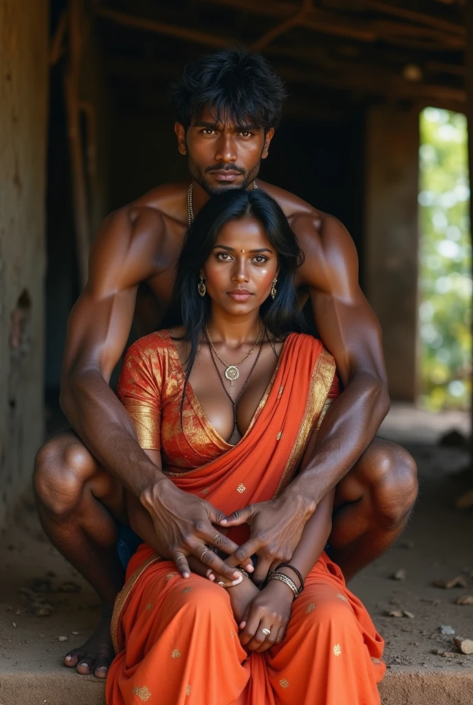 A boy and girl may have sex pose in the field. Indian theme picture