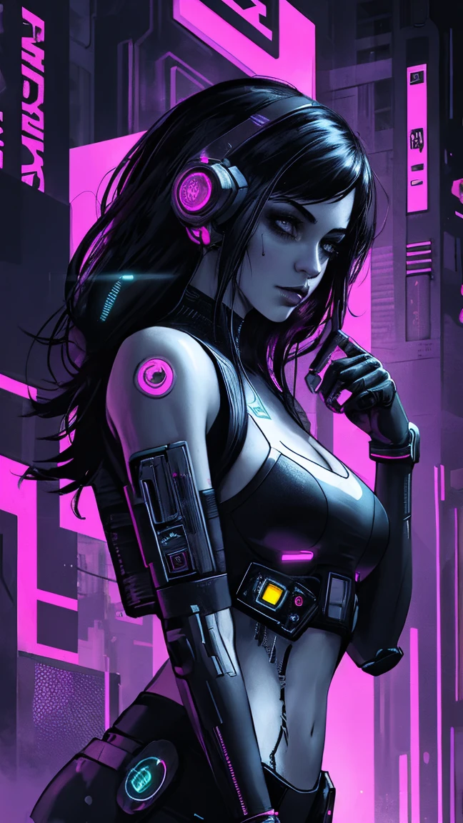 (back view),((ultra realistic illustration:1.2)),(cyberpunk:1.4),(dark sci-fi:1.3). Sexy Japanese woman, with long black hair, red lipstick, wearing leather lingersuit, fishnets, jacket, thigh high boots. Rebellious. Dystopic megacity, gritty, neon, hell, Armored Core, Battletech. Front Mission. Masterpiece, (highly detailed:1.2),(detailed face and eyes:1.2), 8k wallpaper, natural lighting. core shadows, high contrast, bokeh.