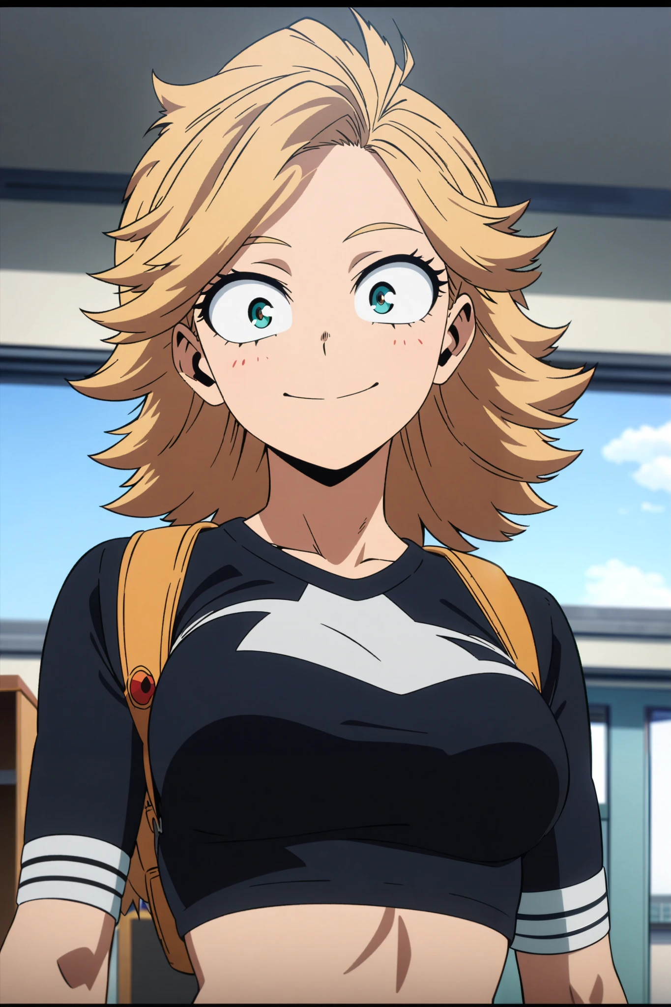 1girl, ((FEMALE)).
Smile, clasroom interior background, daytime, detailed anime lighting, colorfull.
As My Hero Academia character, MHA style, anime style, my hero academia, boku no hero academia, animated. Anime, Best Quality, Masterpiece, High Resolution, 4K, perfect body, perfect eyes, perfect eyes, Full Quality, colorfull, Looking at viewer, Anime, Anime Style, High Resolution.