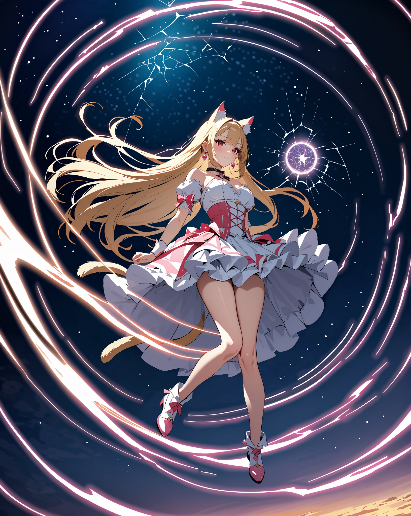 Falter, Long eyelashes, fake fox ears, A light smile, Soft redness of the ears, Accurate, Heart Hairpin, Crazy Eyes, shy, Surrealism, Silver Hair, Brown Skin, Cast a Shadow, Anaglyph, Stereogram, tachi-e, throw, Atmospheric perspective, 8k, Super Detail, Highest quality, Knee-high boots, Enamel sailor suit information