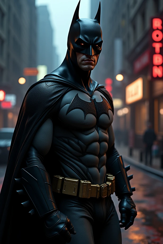 Batman.potrait.dark room. Night. Modern comic book art. Dim lights. 
