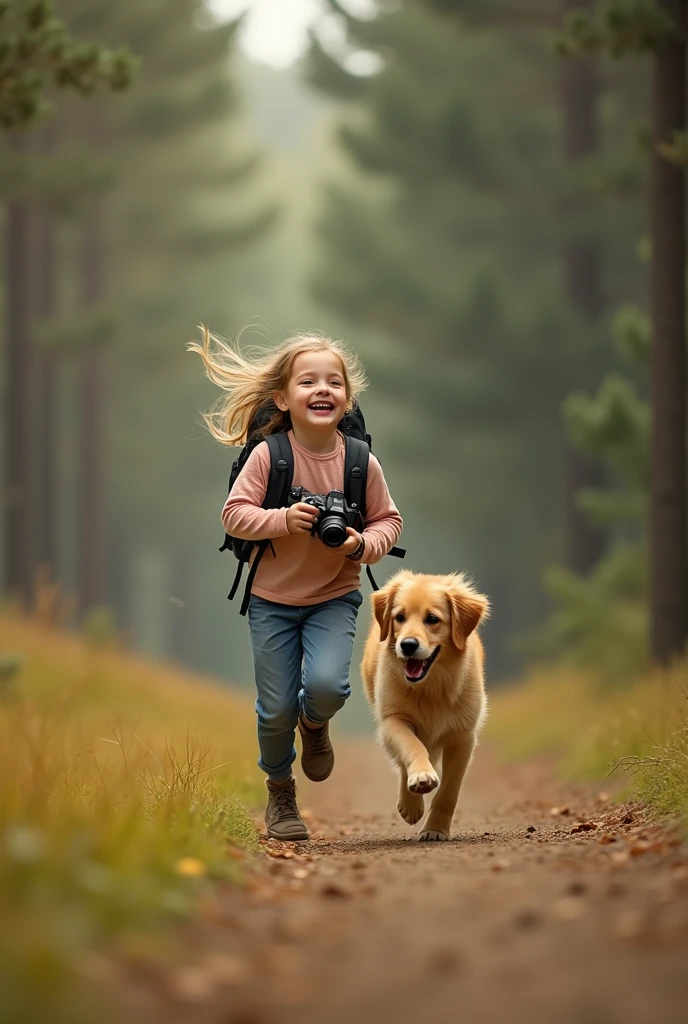 there is a little girl walking a dog on a path, childrens art in artstation, lovely digital painting, atey ghailan 8 k, adventure hyper realistic render, Personagem pequeno. Unreal Engine 5, Cute detailed digital art, By Leng Mei, wojtek fus, Guviz-style artwork, render naughty dog, By Zeng Jing