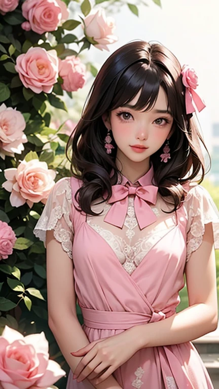 Sweet girl clothes6,print dress,, midjourney portrait, Best quality:1.4, photo-realism:1.4, skin texture:1.4, masterpiece:1.8, 1 Women, buttocks raised, beautidful eyes, Long-haired, eye socket, jewely, Tattooed with,