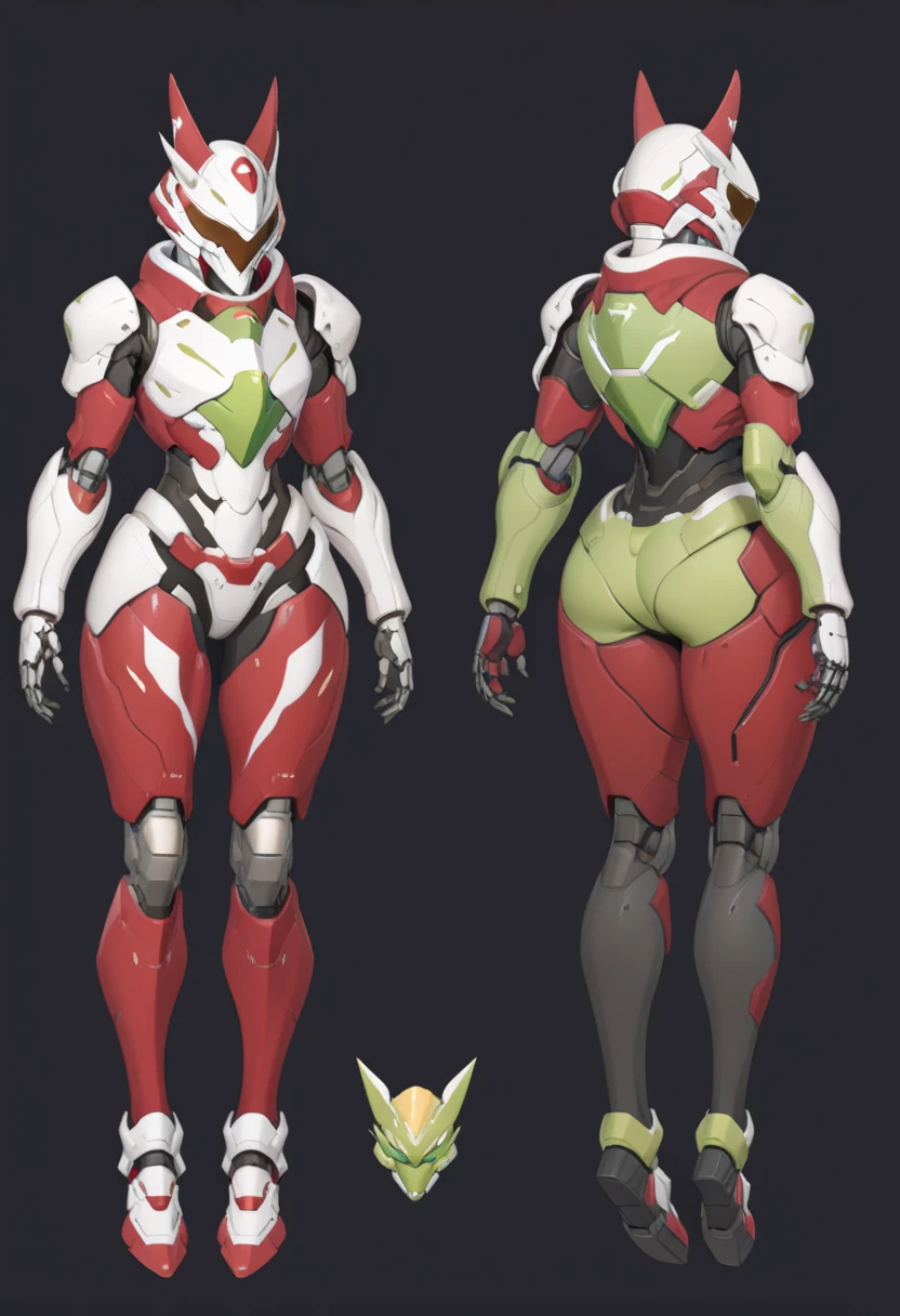 (GENERAL:0), mecha, robot, masterpiece, best quality, very aesthetic, absurdres, solo, standing,
(VIEWS:0),  full body character turnaround of mecha,
Multiple views of the same mecha,  (simple background, white background:1.2), multiple views, side view, back view, front view, 
sunglasses, goggles,
mask, helmet,
Clouded leopard\(animals\)ï¼
power armor\(Fallout\),
plate armor, power suit, alien,
android, cybersuit, upper armor, mechanical arms, machinery, prosthesis,
(bodyshape:0), Slender or lean body,
(clothing:0), (Floral Romper and Wedges:0.6), 
(white  
devil  theme character design:1.1),
 Alphonse Mucha Style page
 