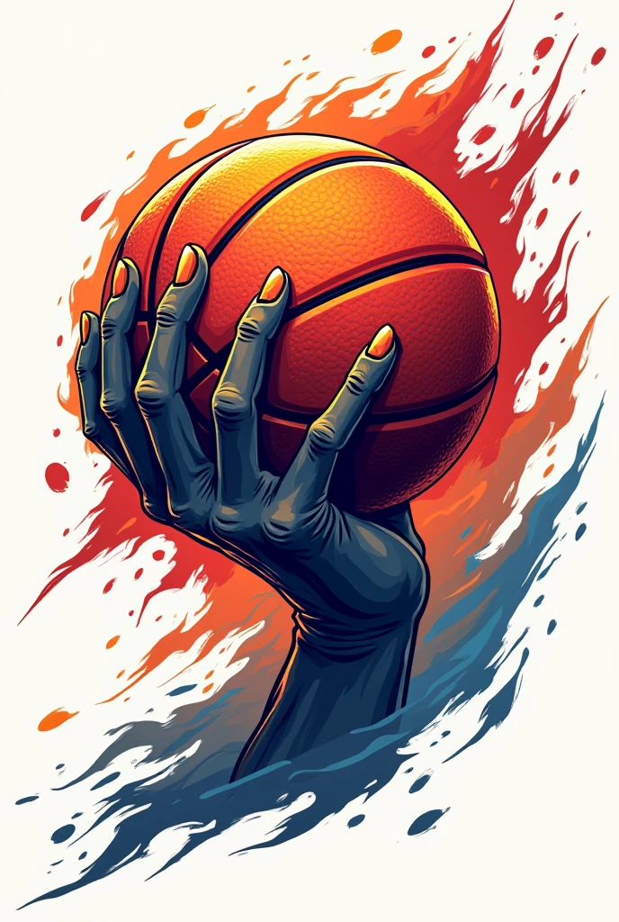 Create a logo, entitled MNP knights the design is half volleyball ball and basketball ball with two hands and shield and swords 
