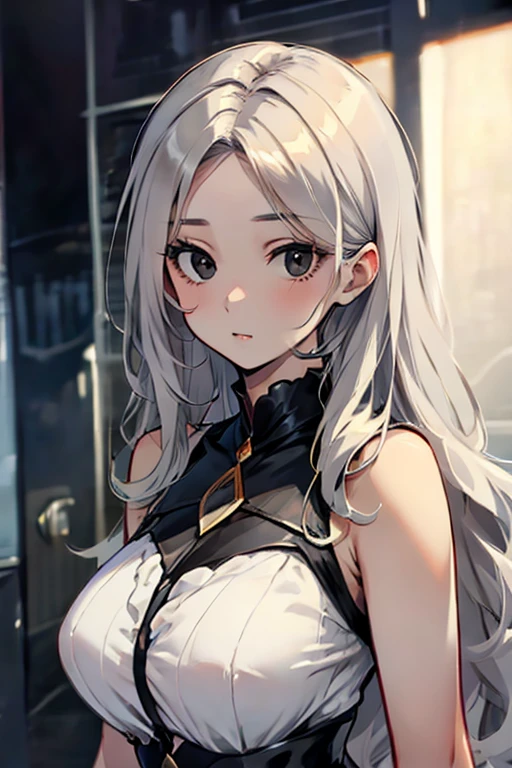 gyaru, Medium hair, Wet hair, hair slicked back, view the viewer, Multicolored eyes, Large breasts, Sleeveless shirt, Short shorts, The shirt, Neck garter, Sam_polypubic hair, Crotch_Cord,upper legs,blacksilk,fully body photo,standing on your feet, ((concept art of character)), ((CharacterDesignSheet, Same character, on fram, From the side Side, At the back))