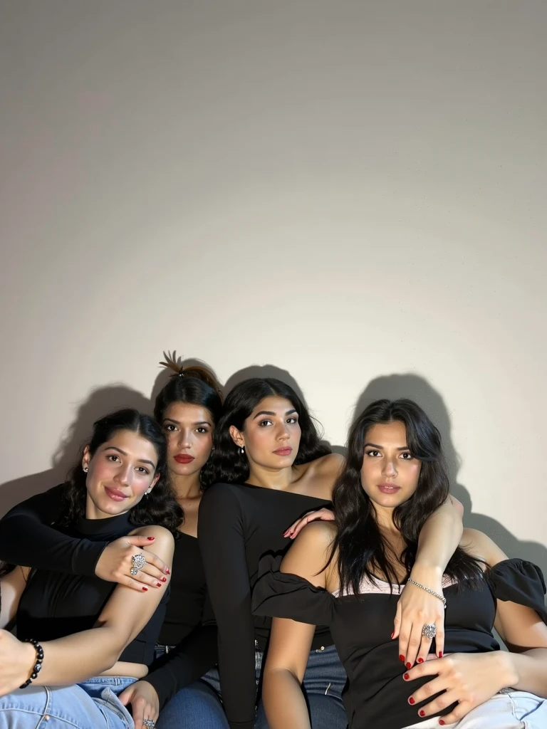 Isabel Merced, group of girls in black wedding dresses, (long bob_cut hair), choker, (kissing:1.3), (skin texture:1.1), (high detail face:1.1), full bodyshot, high detail body, high detail clothes, (big breasts:1.3),(masterpiece), (realistic), ultra high definition, 4k, ultra high resolution, cinematic lighting, rim lighting, photo by Arny Freytag, RAW image