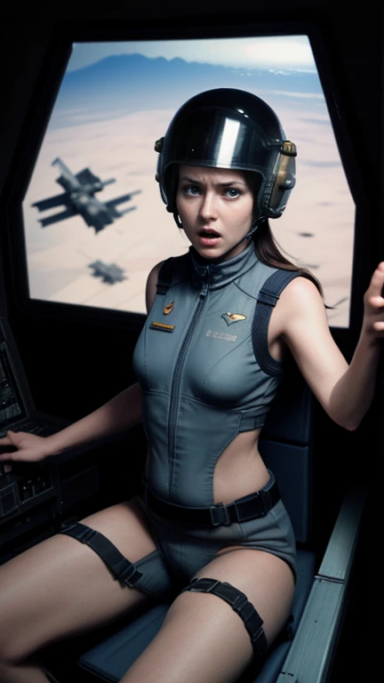 A girl working nuclear missile launch console, military pants, olive green halter top, olive green cap, iris van Buren, Karol Bak, Kiichi Obituary by Beksinski, david falls fanart gadget machine