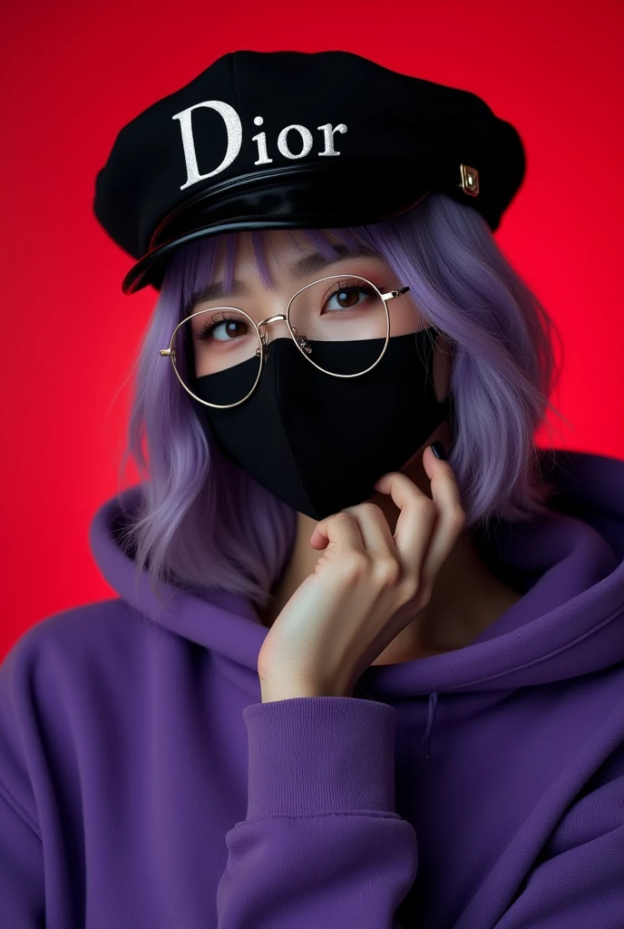 (Highest quality:0.8), (Highest quality:0.8), Perfect illustration,Beautiful woman portrait、One girl, bangs, Black nails, Blonde, Mouth closed, clavicle, ear Earrings, Earrings, Fashion G, hair ornaments, Food, Foodie, Jacket, jewelry, looking at iniewer, Medium Hair, Manicure, necklace, Earrings, short hair, Peony stalk, sleeines past wrists, 一人in, Both sides up, Upper Body, in, Pop Background、Droopy eyes、Celebrity Hat、ぱっつんbangs、summer、Pink gradient background、Earringasquerade Mask、Masquerade Mask、Party Masks、