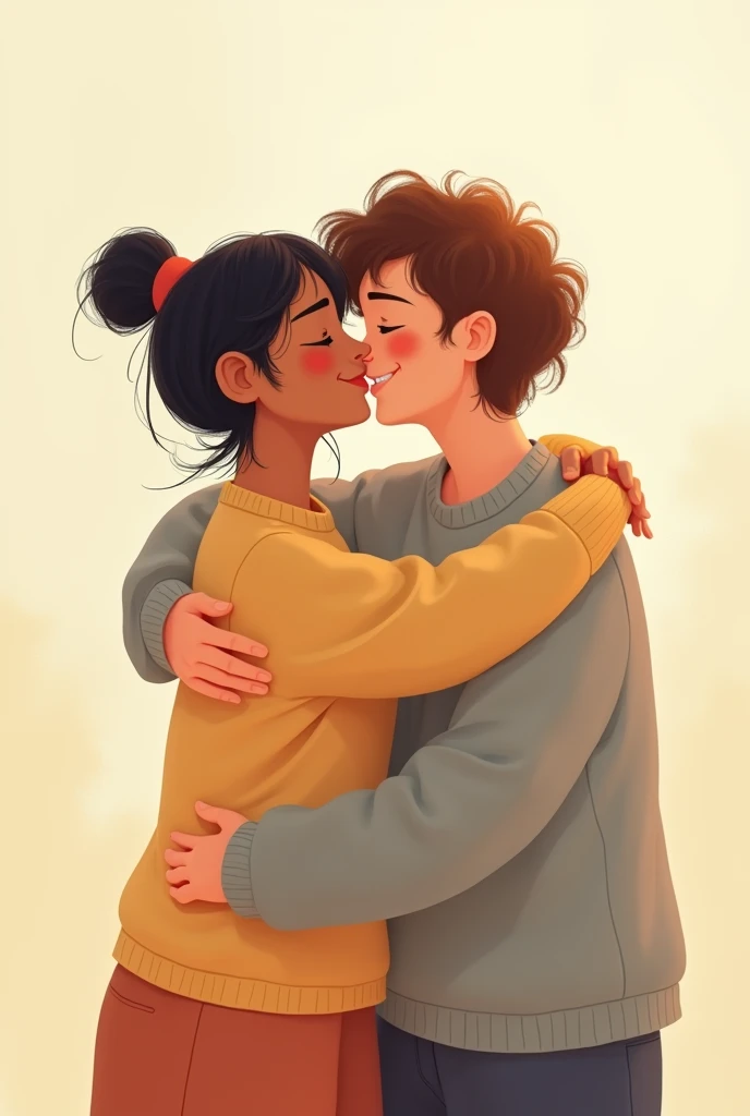 @Escorpiana💜:generates a video of the people in the photo hugging, hug between the person on the right and the left, keep the same original features