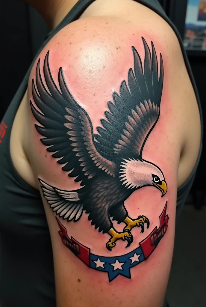 create me a half sleeve tattoo that features an eagle that fades into a cross in tge midle of my arm and features egyptyan pyramids under the cross