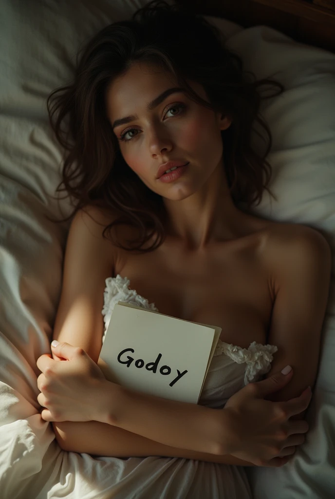 (masterpiece)), ((Highest quality)), ((Genuine)), ((8k)), 1 girl,Wet hair、nsfw,Naked russian woman sitting on the bed, Hug a big pillow "Ahu" It is written there, Her huge breasts are hidden by the pillow, Her cleavage was exposed, Looking at the audience, Full Body Shot, Cinema Lighting, Shine, neon,
information,sexly、russian, 24-years-old, so beautiful, cute, model,thin, model, Sony SLR Photograph, bionde, dark brown Long Hair,Center Part,background Genuineistic, photograph,