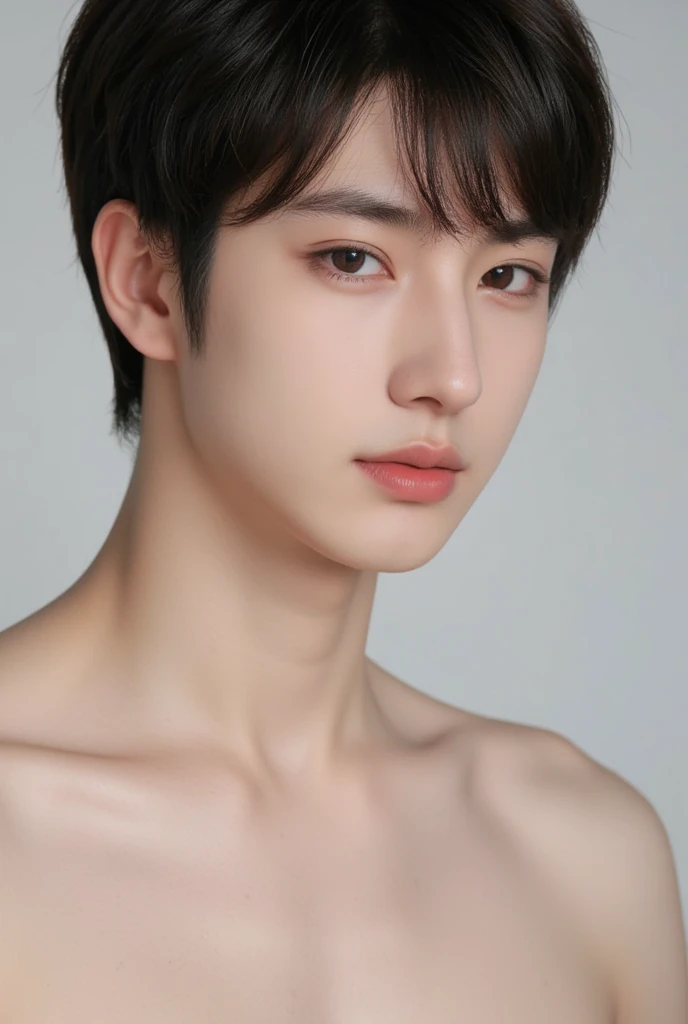 arafed man with a white towel on his chest, cai xukun, inspired by Zhang Han, male ulzzang, yanjun chengt, south korean male, jinyoung shin, 1 7 - year - old boy thin face, loong, kanliu666, handsome japanese demon boy, inspired by Bian Shoumin, inspired by Yanjun Cheng