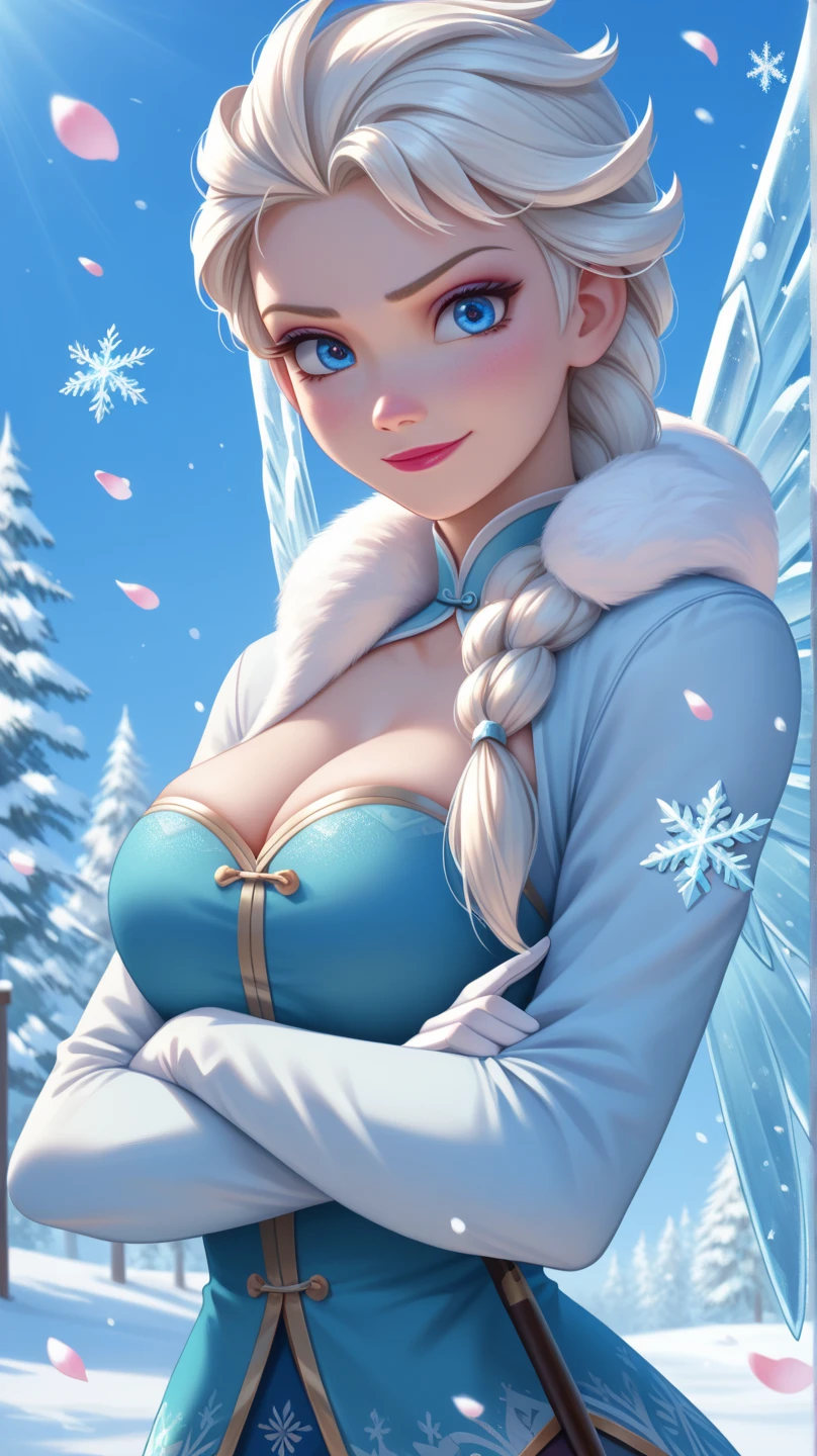 WITHTH YOUR BACK TO THE CAMERA,((ultra quality)), ((masterpiece)), (((best quality, highly detailed ))) highly detailed, score_9, score_8_up, score_7_up, score_6_up,source_Anime,BREAK, elsa, 1girl, elsa (frozen), (Beautiful face), (beautiful female lips), solo, blue eyes, blonde hair, long hair, bending over, makeup, freckles, smile, lipstick, bare shoulders, white dress, ((massive breasts)),looking to the sky, cleavage, Chubby, huge chubby belly through dress, (beautiful female hands), ((ideal female figure)), ideal female body, beautiful waist, gorgeous thighs, beautiful huge breasts, thick thighs, wide hips, forest, single, solo, smile, closed mouth, half opened eyes, blush, elsa, looking at viewer, cowboy shot