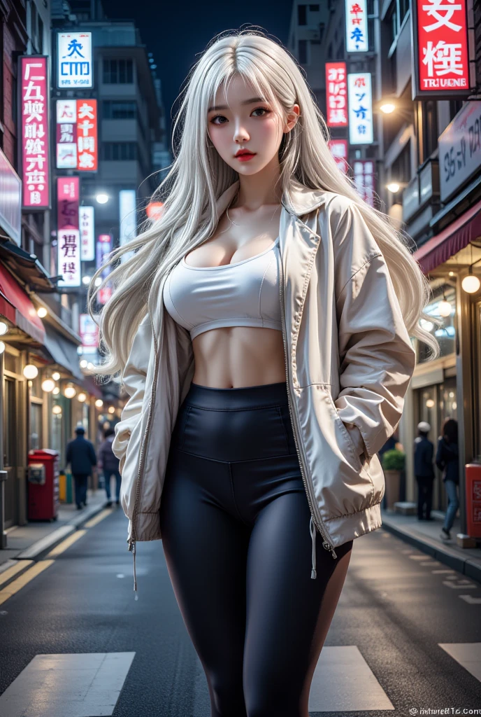 Masterpiece, 8K, photorealistic, ultra realistic, (1girl, solo),
_
the most beautiful, European Gravure idol, 24 years old, 170 cm, (((large breasts:1.2))), (((slender waist, toned thighs, toned arms):1.3)), ((small head, small face:1.2)), diamond Face, small nose, (small mouth), Sharp Faceline,
_
BREAK (under body, wide shot):1.4), walking, from side, look at viewer, Focus foot,
_
(black theme and White), Inorganic, Inorganic concrete studio with window, small window, gray concrete block, highly, blur, blur background, front lightning, Cinematic lighting,
_
BREAK ((big eyes, Double eyelid, tareme, droopy eyes):1.3), ((smile, small lips, teeth:1.3)), (mole under eye:1.2), (Perl White teeth), ((gray hair)), short hair, (ponytail), asymmetrical hair, (Aqua eyes:1.4), light makeup, thin eyebrow, shiny skin, detailed skin, detailed face, (detailed face skin), perfect eyes, (detailed eyes:1.3), shiny hair, ultra-detailed fingers,
_
BREAK ((dark coat, detective coat, longcoat, ƒ/8, composite, worn black coat, felt, photographed, dark artslabcoats)), (with black High neck Fur sweater:1.4), (black skinny pants:1.3), (silver earring, silver bracelet, silver necklace:1.2), raw photo,