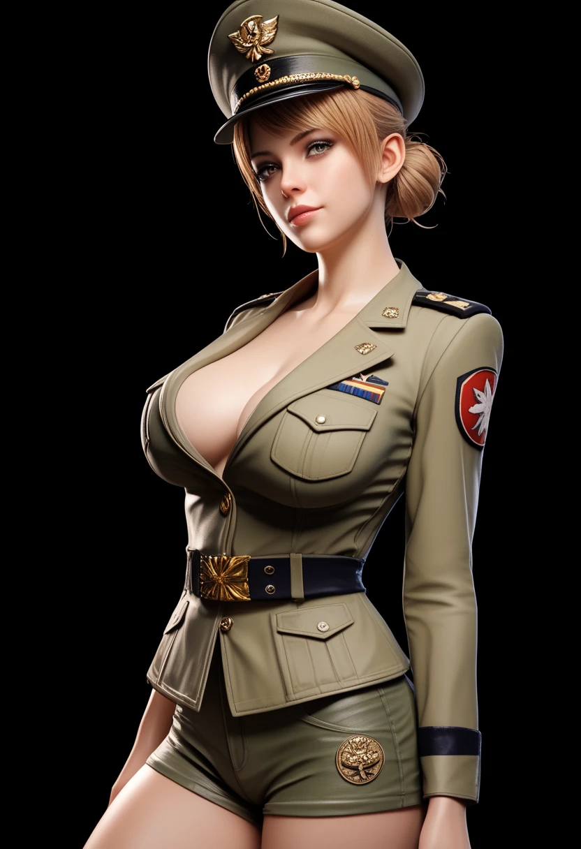 （Front Focus），（in the darkness nigth：1.6），((ultra gigantic tits))、((Upper body naked))、( Exposed)、((Engaging pose))、Fantasy Art，((Golden Shorthair))、((Red female police officer costume))、((Red sexy police officer costume、Police officer clothes with little fabric))、photography realistic，动态照明，art  stations，poster for，Volumetric Lighting，extra detailed face，4 k''，((Colossal titeautifully embroidered sexy police officer costume，With diamonds，Sexy thighs，Decorated with fine embroidered police officer costumes and fine jewelry，exposing the abdomen ,Chest 1 Girl, In the Dark, deep shadow, low tune, Cowboy Shot,(official clothing:1.4), The eyes are confused and seductive，legs separated, beautiful face, detailed face