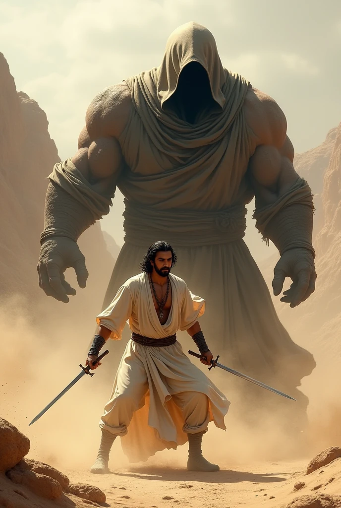 I want an epic image of Sisyphus capturing death, without any connection with the stone
