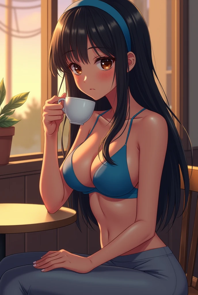 (masterpiece:1.3, Top quality, Ultra-high resolution, Extremely detailed), (Practical, photoPractical:1.4), Nice illustration, Perfect lighting, Natural Lighting, rich and colorful, Depth of Field, ,
Large Breasts:0.8, Attractive thighs),
masterpiece,best quality,1girl,独奏,black hair,long hair,blue eyes,sad,shouting,tears,(drunk,blush),sitting,drinking,((Mature sexy body)),Black stockings,holding mug,counter,pub,