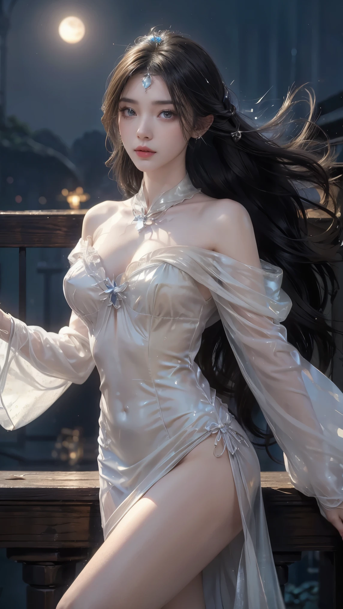 Long hair like snow appears in Gurwiz art, bows dot his hair, nuanced style, by Yuyu wanders in the picture, delicate Yu, soft tones, like the champion of the competition, perfect body proportions. - Pixiv from YKDBOOM.