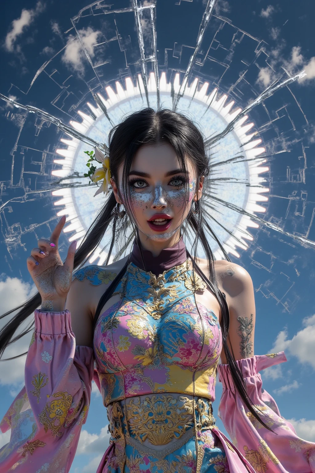 (Best quality, masterpiece, beautiful and aesthetically pleasing:1.2, colorful, Dynamic angle, as detailed as possible face) 1 girl, monarch, Jewelry,, cum on face, naked tits,Large грудь,big breasts (high contrast, official art, extremely detailed, as detailed as possible)