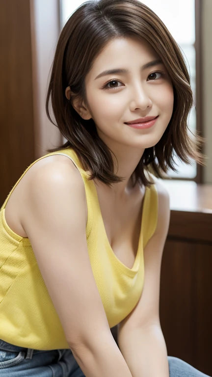 (shoulder-length straight short hair: 1.2),（Extremely meticulous CG 8k wallpaper），（Extremely refined and beautiful），（Masterpiece），（best qualtiy:1.0），（Ultra High Resolution:1.0），beautiful light up，Perfect lightning，realistic shaded，[A high resolution]，Smooth and flawless fair skin，Extremely exquisite facial details，ultra - detailed，A  girl，small head，Smile，cheerfulnes,late at night,(pink Dim light:1.4),Close Shot,at home,in the restroom,Blue green background,(open mouth:1.2), drooling，Top down overhead camera perspective，small face,（perfect body:1.1）,small breasts，flat chest，no bra,slim,thin,(Wrapped in a damp Maxi yellow towel:1.5),Slender legs，shoulder off，bare shoulder，Charming collarbone，(Female orgasmic:1.5),(blush:1.3),ahegao,(wet hair:1.4),（lying on back),(in a bathtub:1.3),(sweat:1.7),