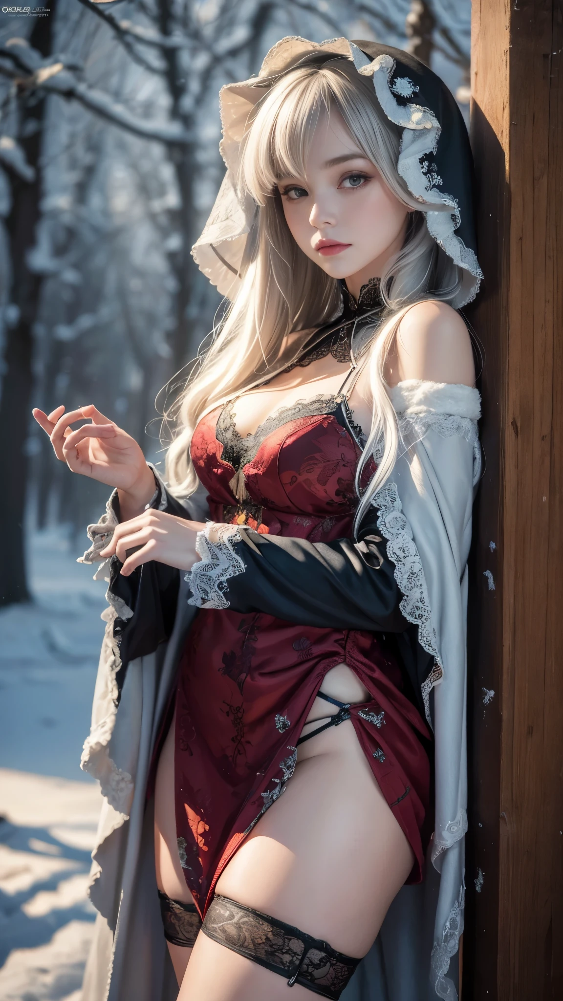 masterpiece, Highest quality, masterpiece, (One Girl), (letter), Evil Witch, Dark Energy, empty, Hollow Eyes, (an extremely evil), black magic, Dark Forest, Negative Energy, hell, empty, performer, Gray Hair,Wearing a black high-cut swimsuit、Elsa's Ghost in Arendelle、Dead Girl