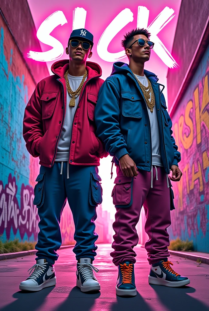 A wallpaper for your cell phone screen with the musicians Oruam IG and Neymar in 4k