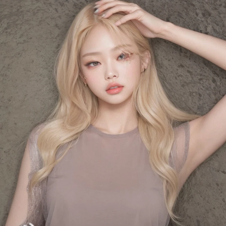 Un primer plano de una mujer con cabello largo y rubio con un vestido rosa, Retrato de Jossi de Blackpink, Parque Roseanne de Blackpink, Modelo IG | Artgerm, portrait of female Ídolo coreano, Blackpink Jennie, Chica coreana, ulzzang, Ídolo coreano, Retrato Jisoo Blackpink, Lalisa Manobal, Retrato de Kpop Idol, maquillaje popular de Corea del Sur