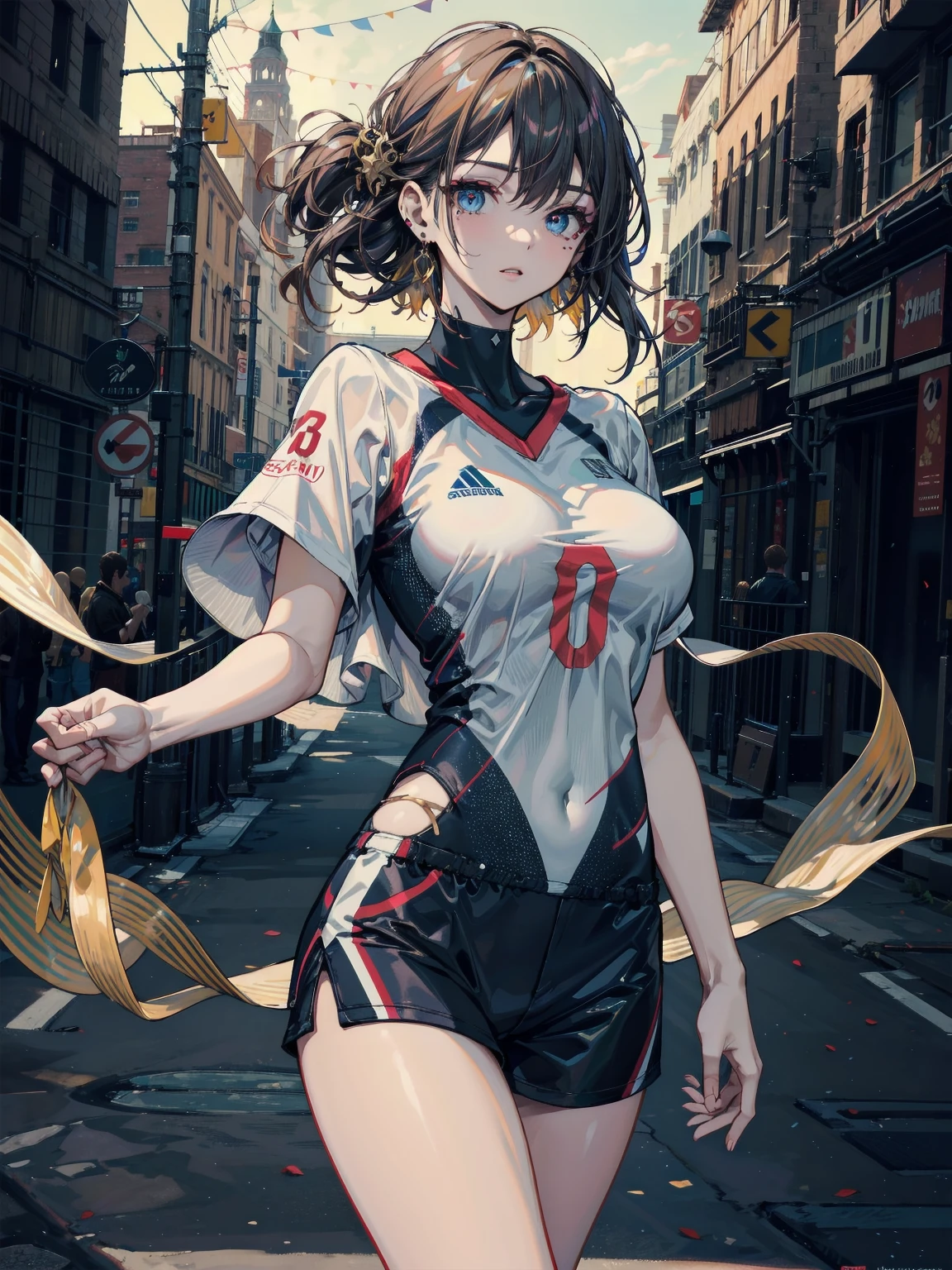 sailor suit, full body photos, first person perspective, delicate faces, delicate fingers, location rooftop, female students, neon lights, golden ratio figure, doyagao, hairclip, twintails, Surrealism, depth of field, anaglyph, Sony FE GM, emphasis lines, high detail, cinematic lighting, drop shadow, first-person view, highres, 8k, award winning, masterpiece, ccurate, high quality, anatomically correct, super detail, textured skin, 4K, retina