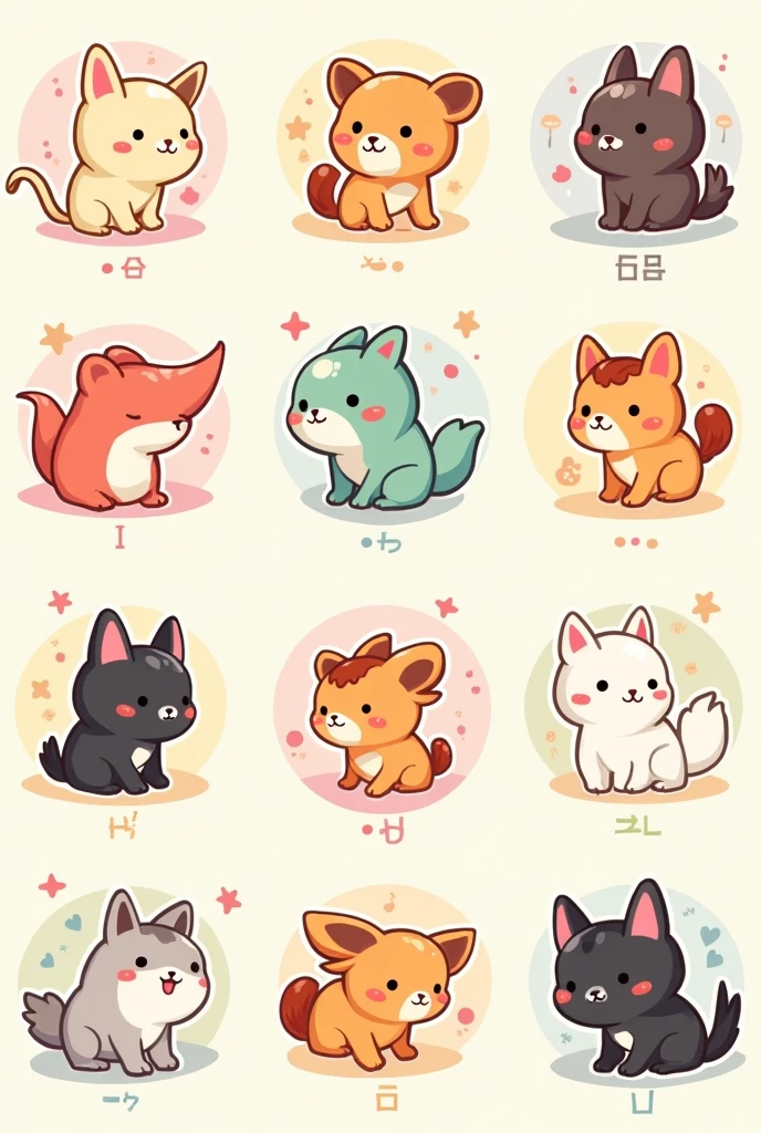 chineze zodiacs (ox, snake, rooster, rabbit, dragon, dog, horse, rat, sheep, tiger, pig, monkey) chibi stickers