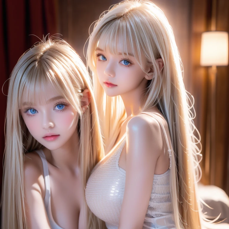 Marie rose, Blonde hair, 2 girls, (Masterpiece:1.3), (8k, Photorealistic, RAW Photography, Best Quality: 1.4), (((1 girl))), (single head), A pretty girls with perfect figure, modest breasts, (breasts:1.5), Cute face, Beautiful Face, (Realistic Face), Realistic Eyes, (Realistic Skin), gaze at viewer, smile, movie lighting, face focus, fine eyes, detailed face, well lit face, sunny day, room background, 2girls, Twin girls, 2 adorable girls, Naked, Naked, Naked, Naked, Naked,