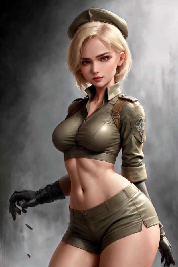 Naked with a gun belt、Shyness、Japanese beautiful girl、Standing in front of a wooden wall