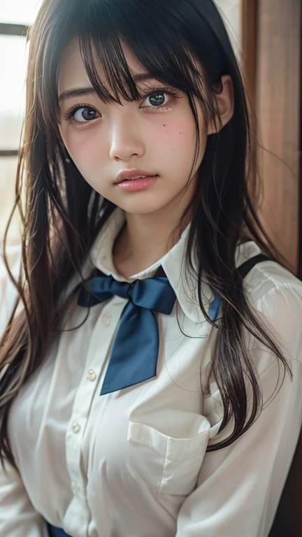 Cute girl, schoolgirl, bed