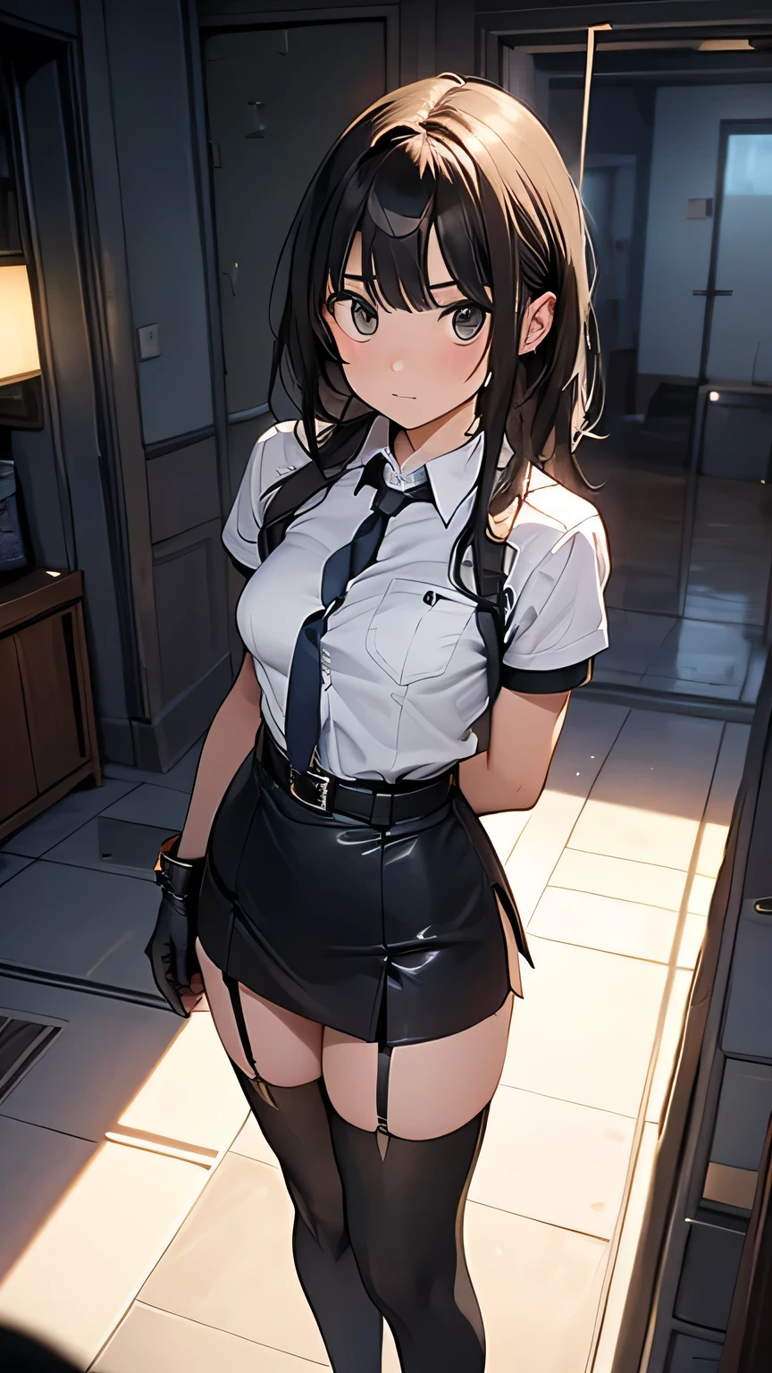 woman slender Slender Small waist Medium chest uniform uniform Completely naked Half naked Light clothing Handgun 2Ding Pistol Backwards Landscape Prone Huge vibrator Giant